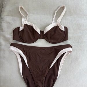 Abercrombie & Fitch Brown and Cream Underwire Bikini